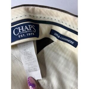 Chaps 120s Wool Cashmere Dress Pants Mens Tan Pleated Trousers Made In Canada